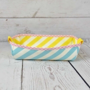 RESTSTCK 40 cm Dekostoff diagonale Streifen, zitronengelb wei