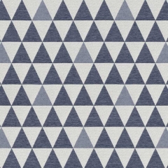 Dekostoff Dreiecke Triangles Jacquard Doubleface, cremewei dunkelblau
