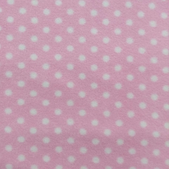Fleece Punkte 7 mm, weiß auf rosa