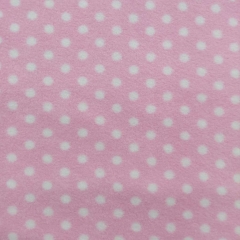 Fleece Punkte 7 mm, wei auf rosa