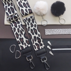 Taschengurt Taschenriemen Leoparden Muster 5 cm -schwarz braun beige-silber Schnallen