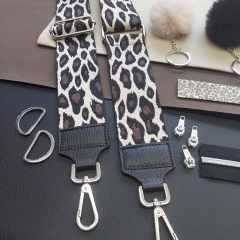 Taschengurt Taschenriemen Leoparden Muster 5 cm -schwarz braun beige-silber Schnallen
