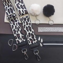 Taschengurt Taschenriemen Leoparden Muster 5 cm -schwarz braun beige-silber Schnallen