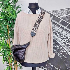 Taschengurt Taschenriemen Leoparden Muster 5 cm -schwarz braun beige-silber Schnallen