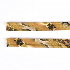 Paspelband Schlangenmuster Snake Print, khaki ockergelb
