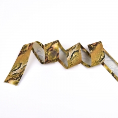 Schrgband  Schlangenmuster Snake Print, khaki ockergelb