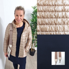 Steppstoff Streifen wattiert matt glnzend, beige