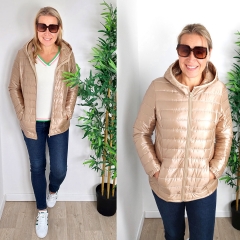 Steppstoff Streifen wattiert matt glnzend, beige