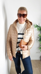 Steppstoff Streifen wattiert matt glnzend, beige