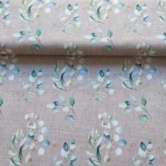 Canvas Stoff Eukalyptusbltter Zweige Digitaldruck, mint weiss beige