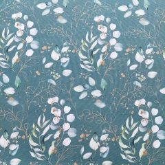 Canvas Stoff Eukalyptusblätter Zweige Digitaldruck, mint weiss altgrün