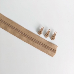endlos Reiverschluss Meterware 5 mm + 3 Schieber, beige