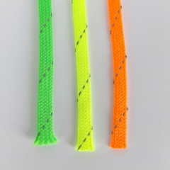 Reflektorkordel flach geflochten 9 mm breit, neonorange