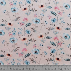 Baumwollstoff Blumen Digitaldruck, nude