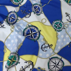 Baumwollstoff Anker Kompass Streifen, hellblau kobaltblau gelb weiß