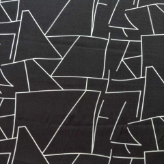 RESTSTÜCK 85 cm Viskose Twillstoff Blusenstoff Linien geometrische Formen, weiß schwarz
