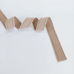 Jacquard Webband Zickzackmuster 2,5 cm breit, beige cremewei