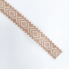 Jacquard Webband Rauten Boho Style 2,5 cm breit, beige cremewei