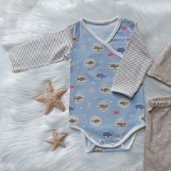 STOFFPAKET Jersey maritime Motive Streifen Anker, taupe beige rauchblau