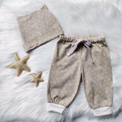 STOFFPAKET Jersey maritime Motive Streifen Anker, taupe beige rauchblau