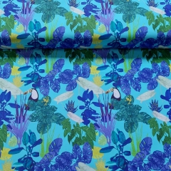 Badelycra Badeanzugstoff Funktionsjersey Blumen Bltter Tukan,helltrkis