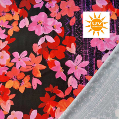 Badelycra Badeanzugstoff Funktionsjersey Blumen, pink schwarz