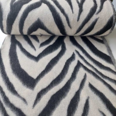 Mantelstoff Wolle Zebramuster Animal Print Jackenstoff weich, schwarz ecrue
