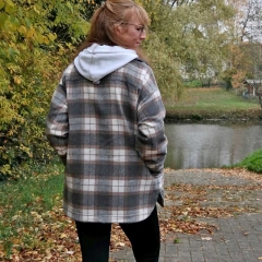 Wollstoff Karomuster Holzfller Style Webware, braun dunkelgrau