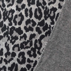 RESTSTÜCK 116 cm Strickstoff Leopardenmuster Viskose, schwarz grau