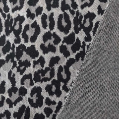 RESTSTCK 116 cm Strickstoff Leopardenmuster Viskose, schwarz grau