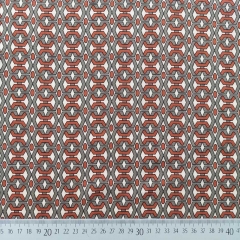 Viskose Twillstoffe grafisches Muster, terracotta grau cremeweiß