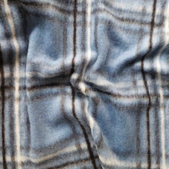 Jackenstoff Karomuster Strickstoff flauschig weich Woolblend, schwarz weiß jeansblau