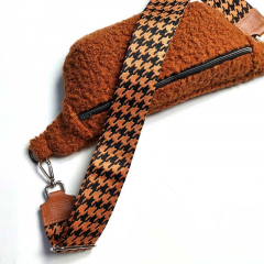 Taschengurt Taschenriemen Hahnentritt, schwarz helles rostbraun