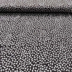 RESTSTCK 114 cm Viskose Crepe Stoff Punkte Ovale Blusenstoff, hellgrau grauschwarz