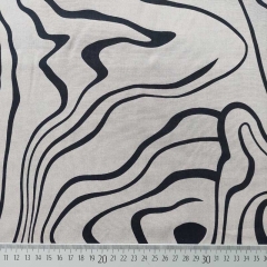 Viskosestoff abstrakte Linien Blusenstoff, schwarz taupe