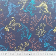 Softshell Stoff Jackenstoff Dinosaurier Konturen, dunkelblau