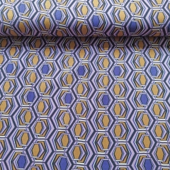 Viskose Twillstoff Blusenstoff Retromuster Waben, ockergelb lila