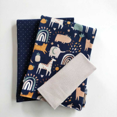 STOFFPAKET Jerseystoff Zootiere Tropfen, dunkelblau