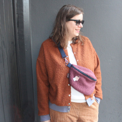 Breitcord Stoff uni, cognac braun