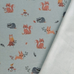 Sweatstoff Alpenfleece Waldtiere, dusty mint