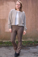 Jacquardjersey Stoff Zopfmuster,helltaupe