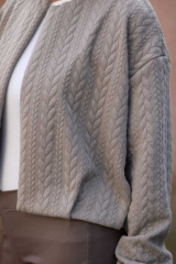Jacquardjersey Stoff Zopfmuster,helltaupe