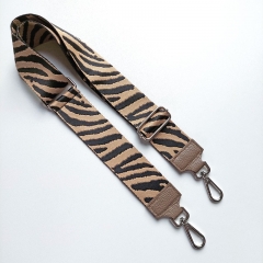 Taschengurt Taschenriemen Zebra Muster,schwarz beige, taupe Leder, silber