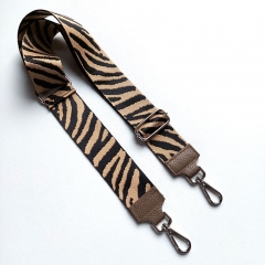 Taschengurt Taschenriemen Zebra Muster,schwarz beige, taupe Leder, silber