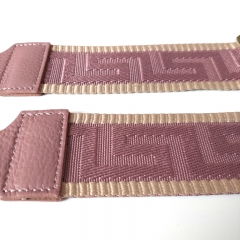 Taschengurt Taschenriemen grafisches Muster 5 cm breit, beige mauve,mauve Leder, silber