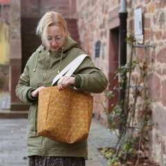 Dekostoff Wrfelmuster grafisches Muster, wei currygelb