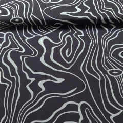 Viskosestoff abstrakte Linien Blusenstoff, weiß schwarz