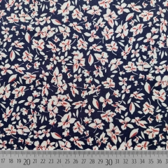 Viskose Twillstoff Blusenstoff mit Stretch Blmchen, dunkelblau