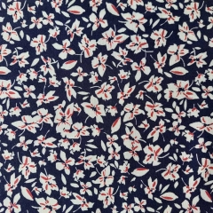 Viskose Twillstoff Blusenstoff mit Stretch Blmchen, dunkelblau