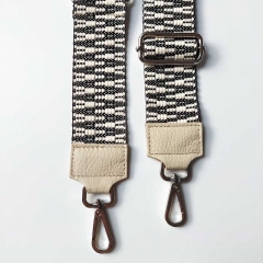 Taschengurt Ethno Zickzack schwarz creme- creme Lederenden